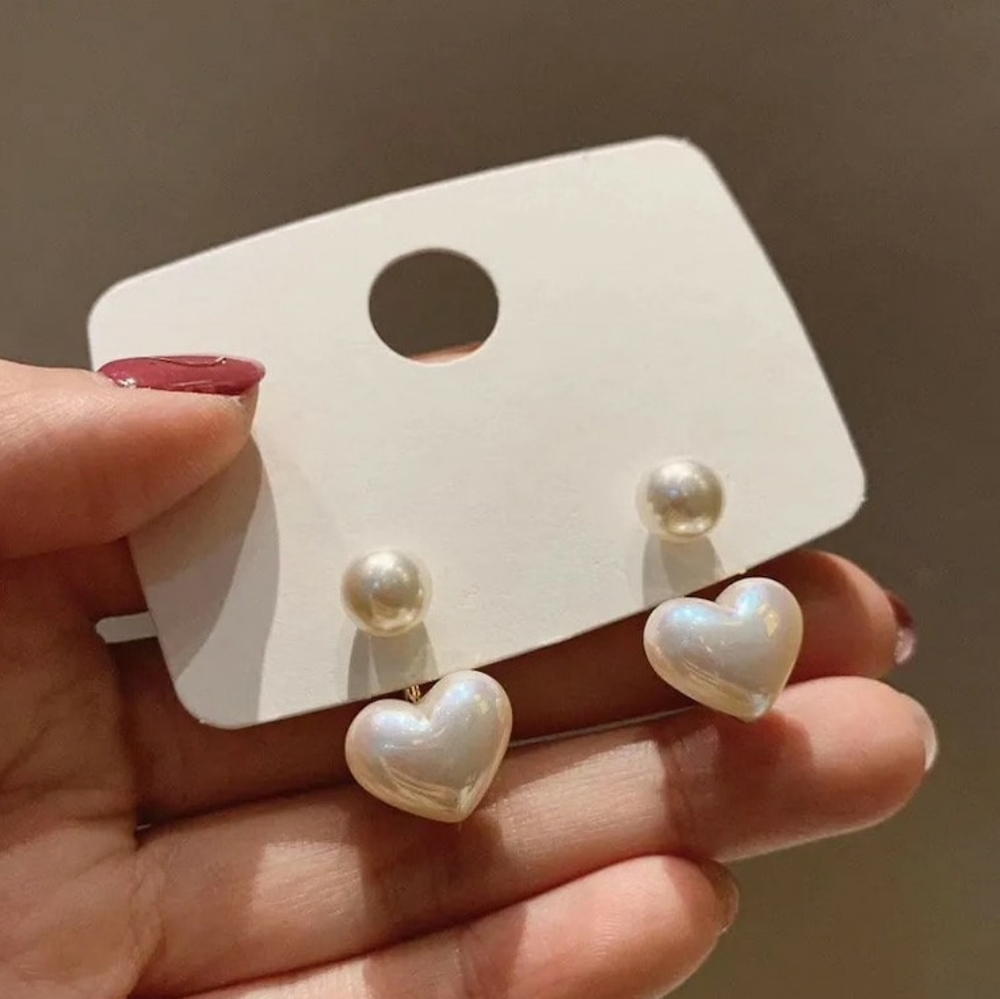 NEW Pearl Heart Earrings - Picture 8 of 11